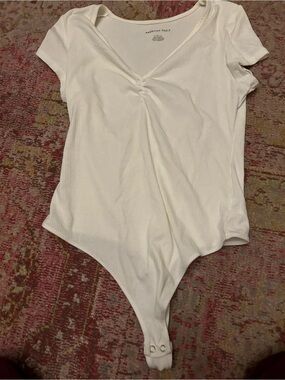 American Eagle XL Ribbed V-Neck Gathered Bodysuit NWOT